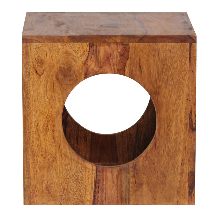 MUMBAI Sheesham sidebord i massivt træ, 35x35x35 cm kubeformet stuebord, moderne designbord med opbevaring, lille kubeformet træbord, firkantet dekorativt bord med opbevaring