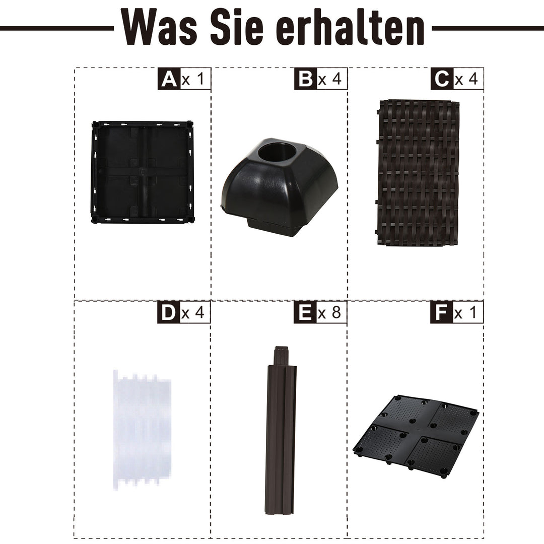 Højbed, plantekasse med drænhuller, blomsterkasse i rottinglook, plastik, brun, 40 x 40 x 44 cm