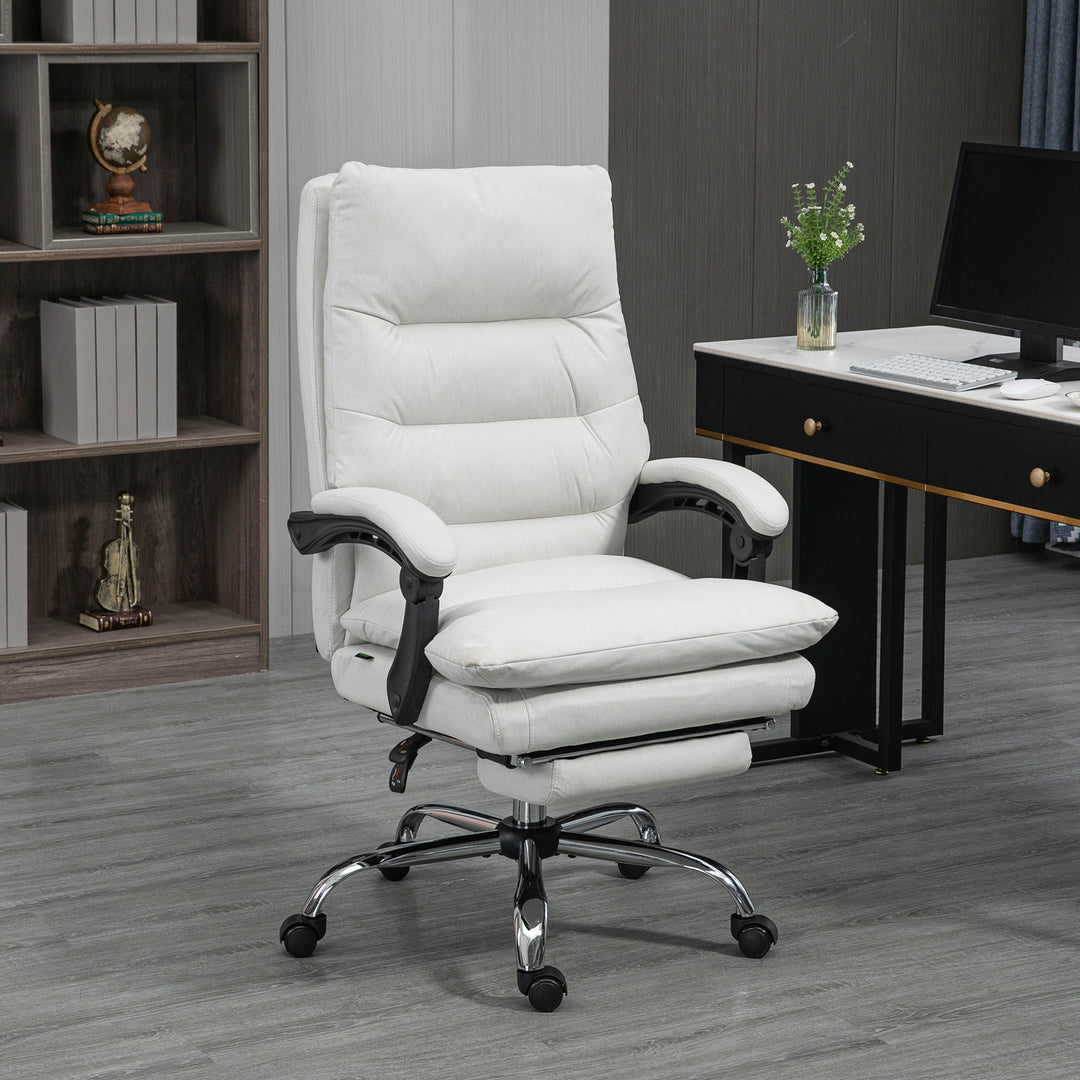 Kontorstol med massagefunktion, opvarmet, vipbar, kunstlæder, 65x72x109-117cm, cremehvid