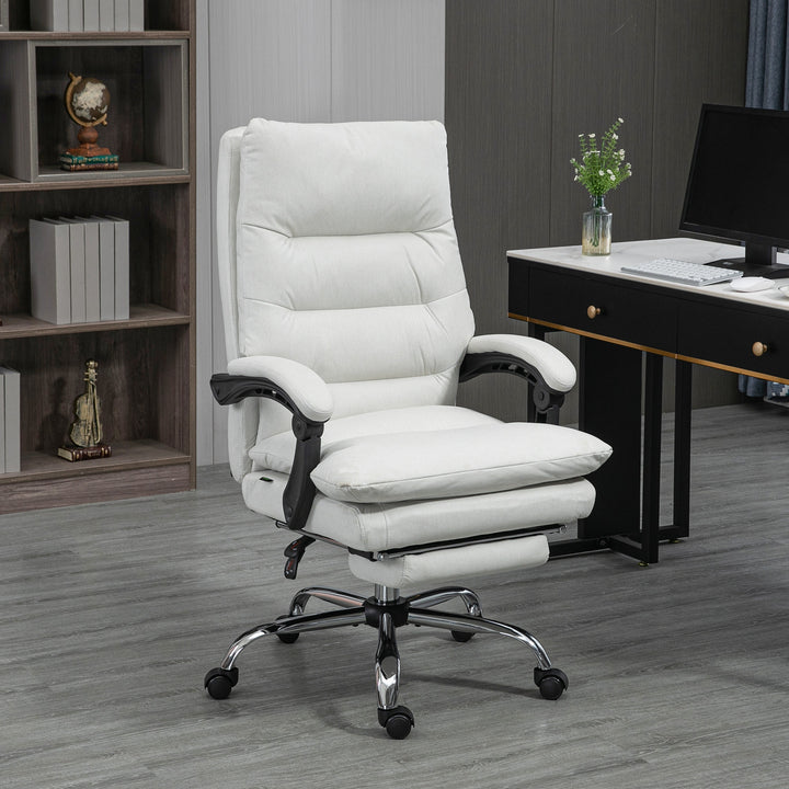 Kontorstol med massagefunktion, opvarmet, vipbar, kunstlæder, 65x72x109-117cm, cremehvid