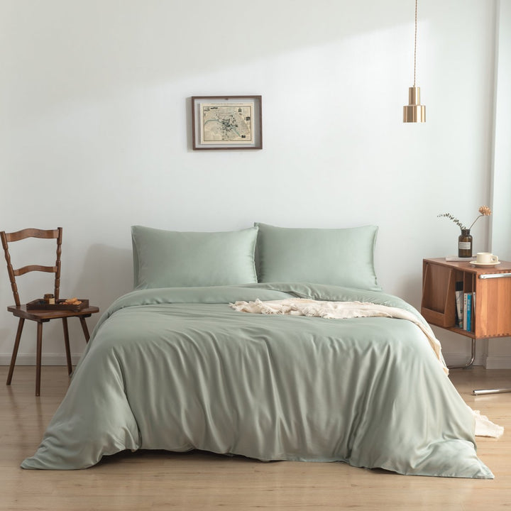 Lysegrøn Bambus Sengesæt 1-person - 400TC Tanboocel - Sage Green