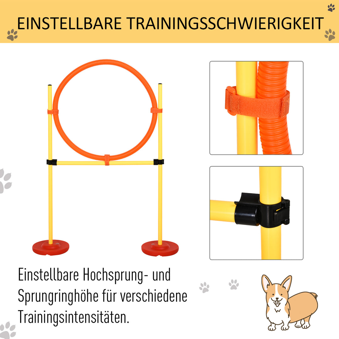 Agility set hunde 3-delt agilityudstyr til hundetræning plug-in-forhindringssæt med 6 slalomstænger, højdejusterbare forhindringer, hoppebøjler, bæretaske, agilitysæt til spil, træning