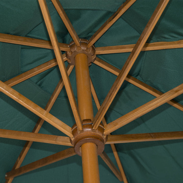 Træparasol, haveparasol, ca. 2,5 m, mørkegrøn