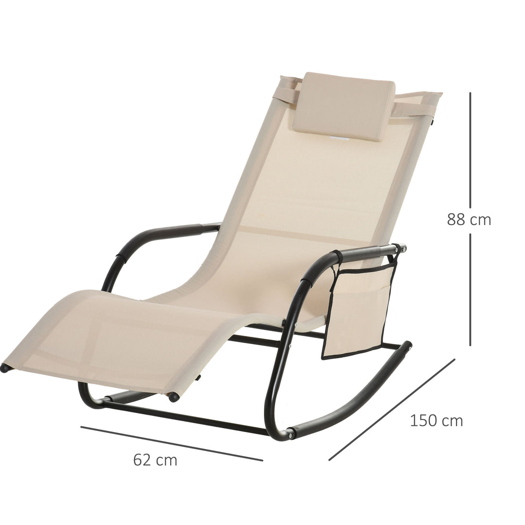 Gyngestol, gyngestol, havestol, gyngestol, metalnet, beige, 150 x 62 x 88 cm