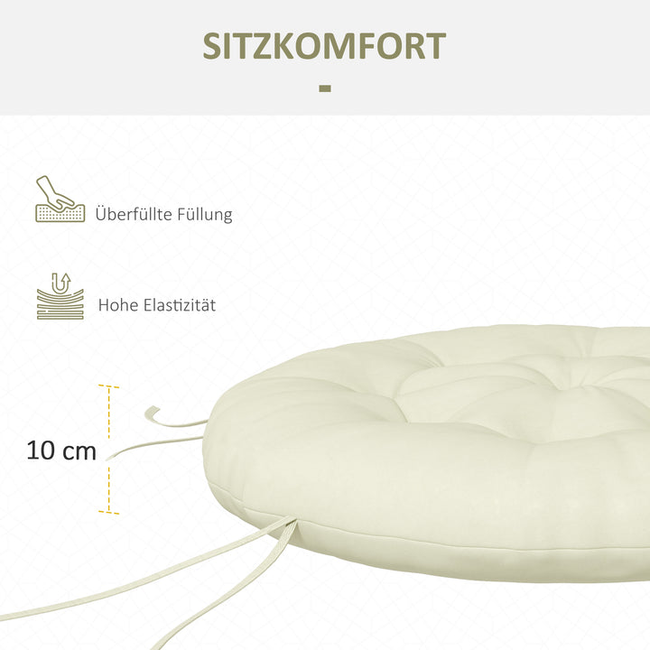 Siddehynde, sædepude, med knaplukning, 80 cm x 80 cm x 10 cm, cremehvid