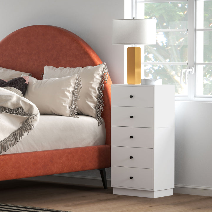 Kommode med 5 skuffer i træ i moderne stil 47 x 29 x 95 cm hvid