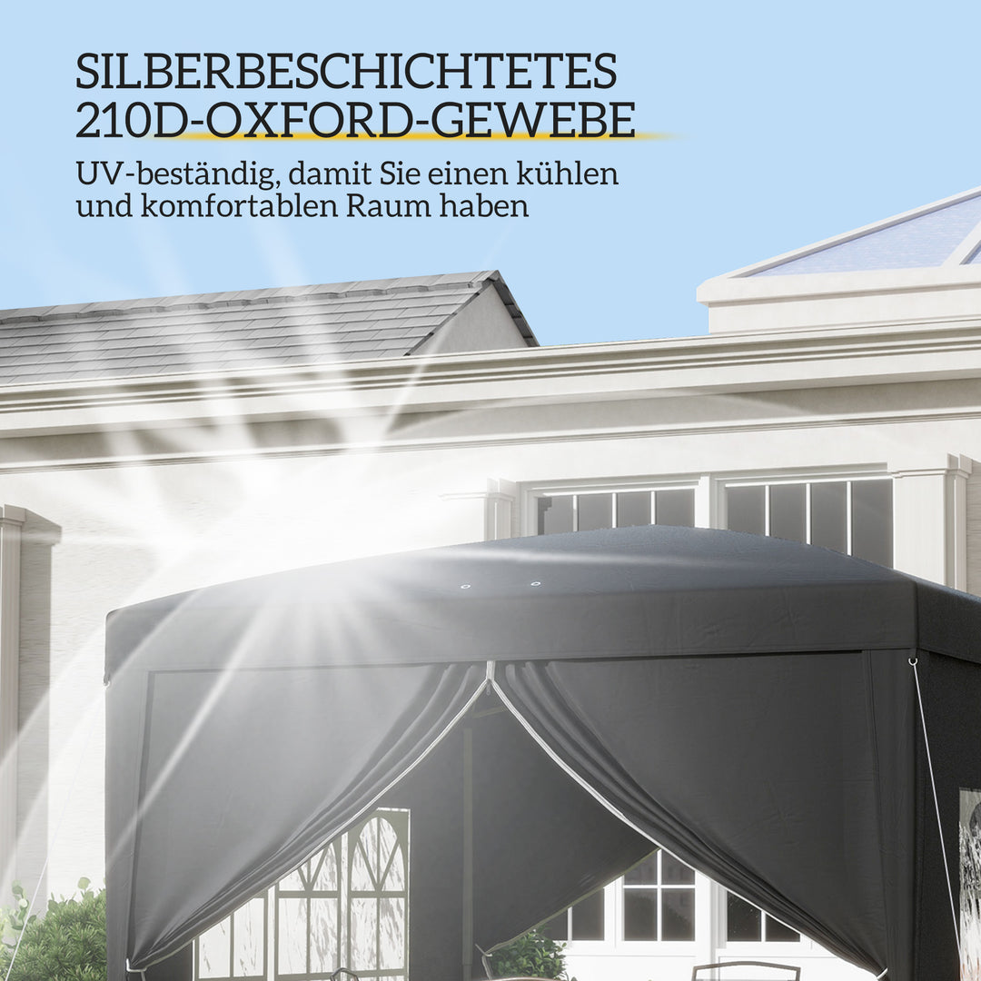 3 X 3 m pavillon med 4 sidevægge, vindue, partytelt med uv-beskyttelse, havetelt inklusive bæretaske, stål, sort