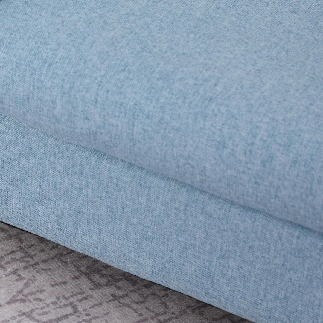 Børnelænestol/sofa med linnedlook, ben i massivt træ, skumpude, børnestol til børneværelse/legerum, 49 x 45 x 44 cm, til børn 3-5 år, blå