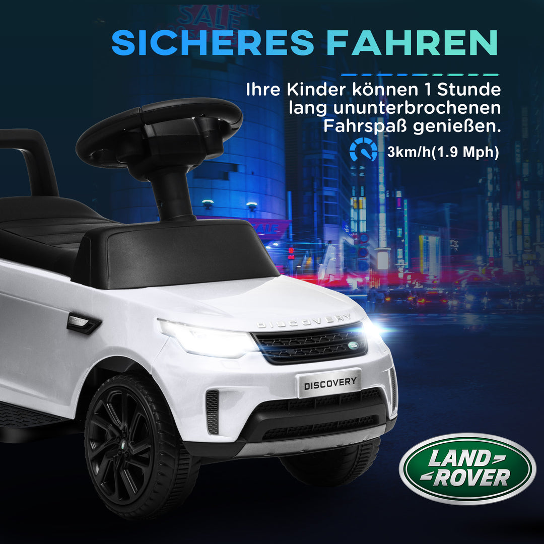 Elektrisk børnebil 6v, land rover, køre-/skubbetilstand, forlygter, musik, hvid
