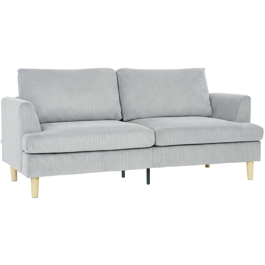 3-personers sofa, armlænssofa, polstret sofa med fløjlslook til stue, lysegrå