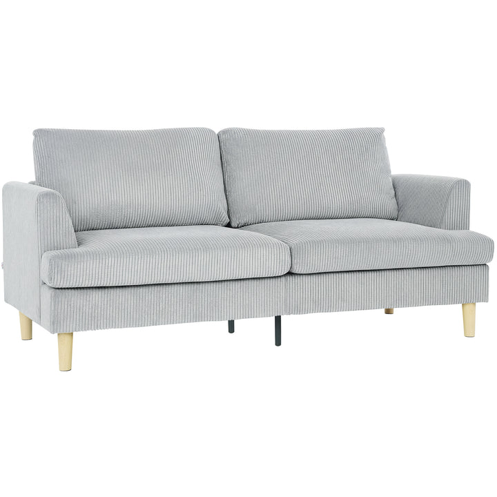 3-personers sofa, armlænssofa, polstret sofa med fløjlslook til stue, lysegrå