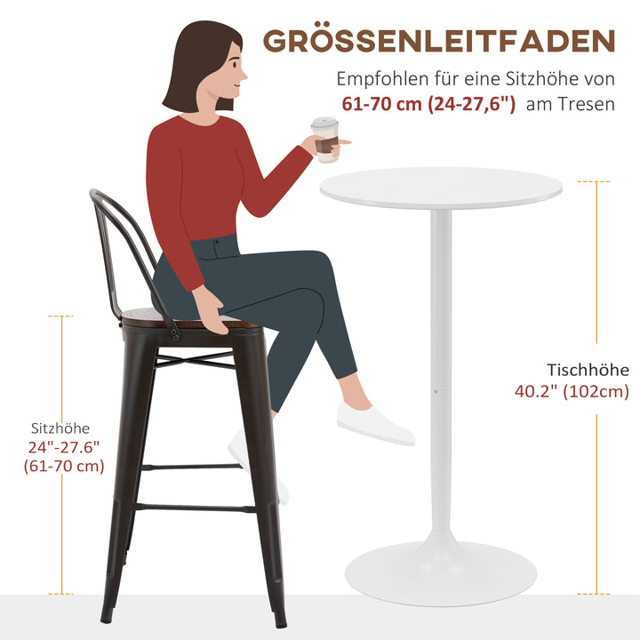 Barbord, højbord, bord til 2 personer, 60 x 60 x 102 cm, hvid