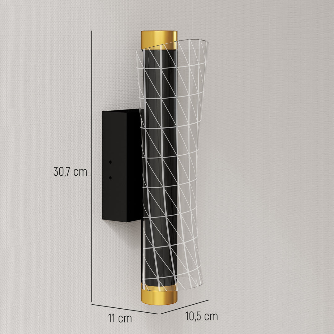 Indendørs væglampe med LED-lys, gitterdesign, dæmpbar sengelampe, metal, sort