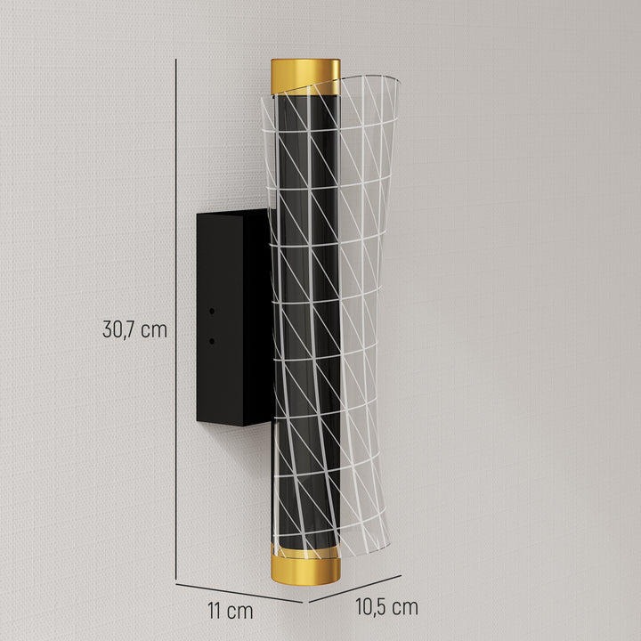 Indendørs væglampe med LED-lys, gitterdesign, dæmpbar sengelampe, metal, sort