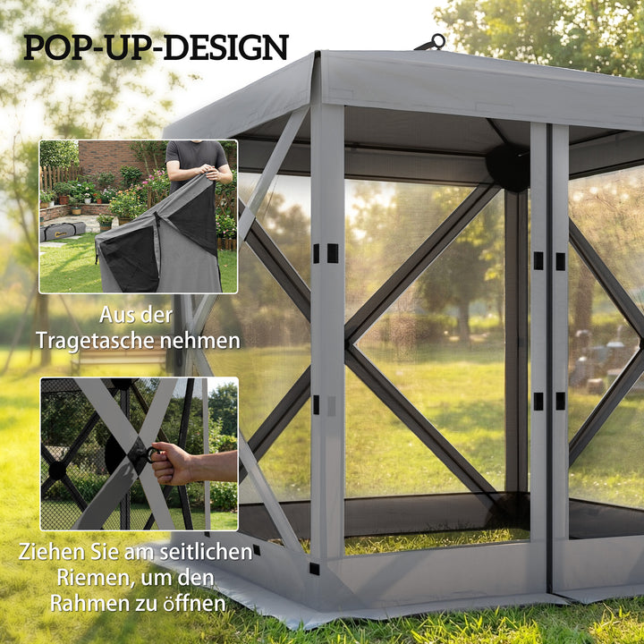 Pavillon 1,85x1,85m Vandtæt, Stabil, Vintertæt, Pop-up, Foldbar Pavillon med 4 Netsidepaneler, Bæretaske, UV 30+