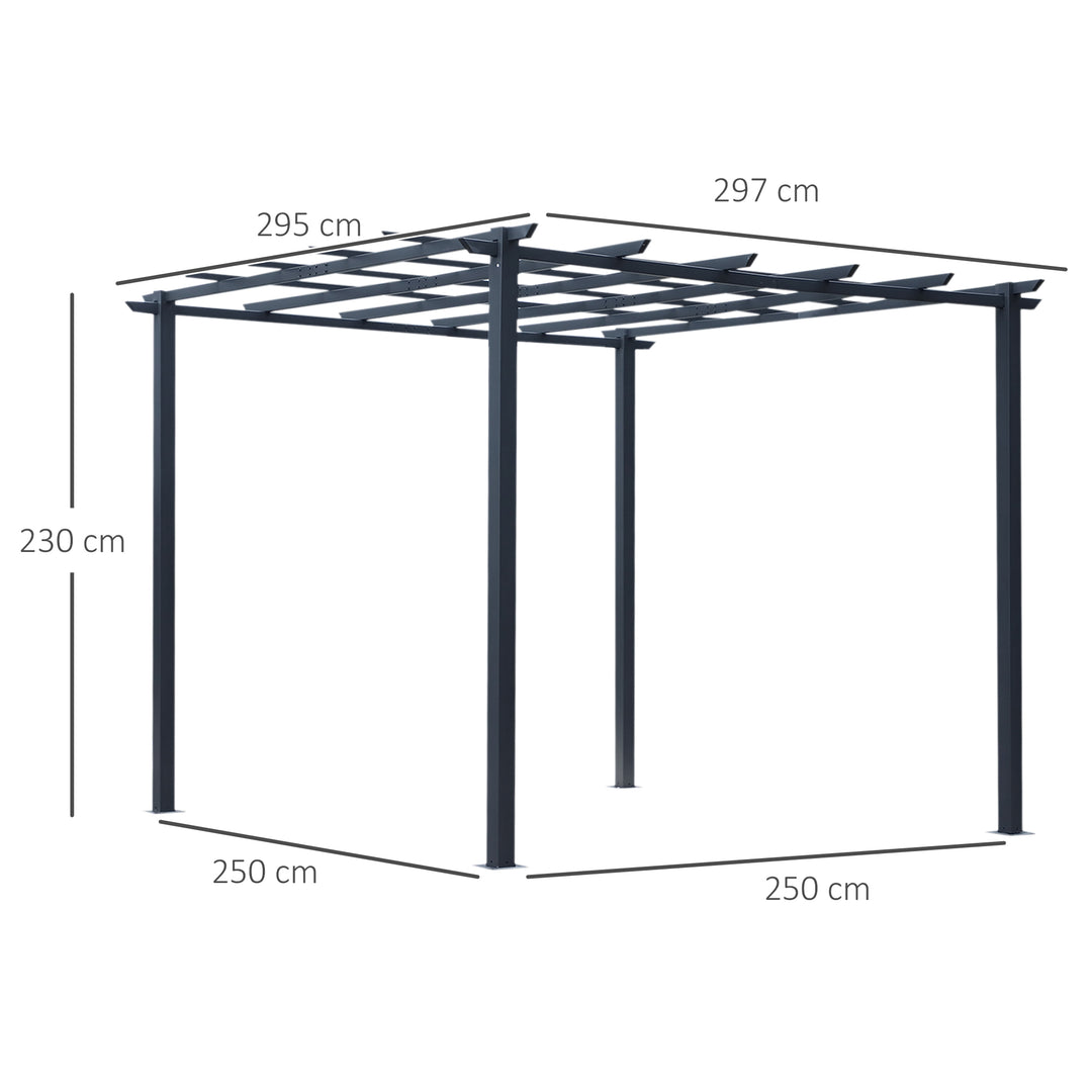 Rosenpavillon, plantebue, rosenbue, klatrehjælp, havepavillon, vejrbestandig, metal, sort, 2,97 x 2,95 x 2,3 m