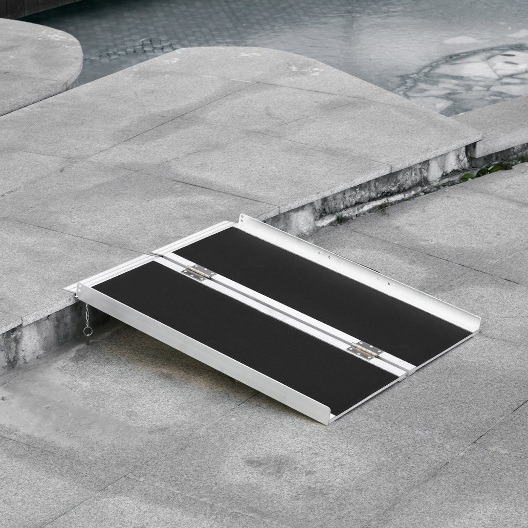 Kørestolsrampe, kørestole, rollatorer, sammenklappelig, aluminium, 270 kg lastkapacitet, sort, 91 x 72 x 5 cm