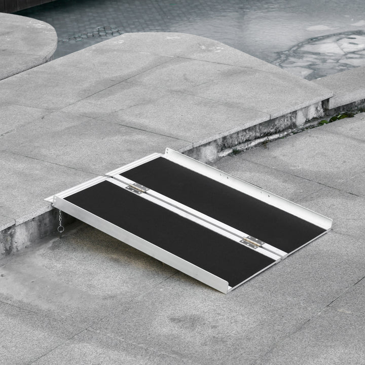 Kørestolsrampe, kørestole, rollatorer, sammenklappelig, aluminium, 270 kg lastkapacitet, sort, 91 x 72 x 5 cm