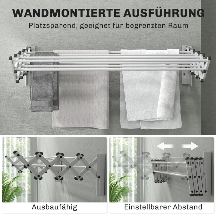 Håndklædetørrer, aluminium, justerbar, til indendørs og udendørs brug, sølv
