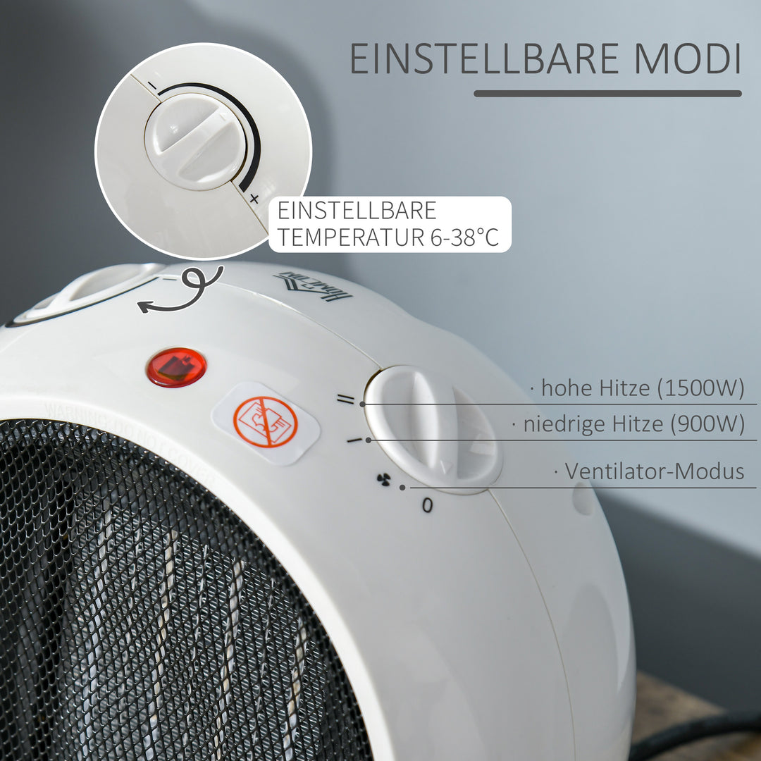 Varmeblæser / elvarmer til hjemmet – 2 niveauer 900W/1500W