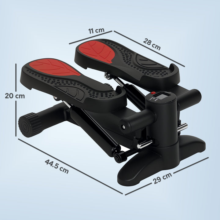 Mini Stepper, Kompakt Stepper-enhed til Træning, Fitness Stepper med LCD-skærm og Skridsikre Pedaler, Sort