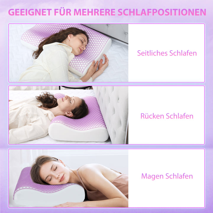 Memory foam pude, nakkestøttepude med aftageligt betræk, 2 højder ergonomisk, 2s hurtig reaktion