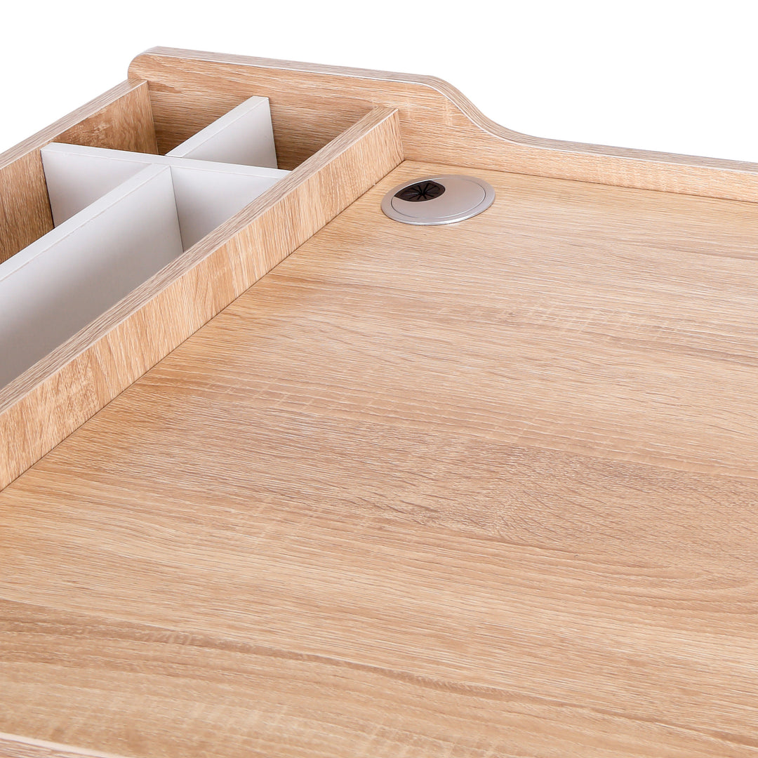 Skrivebord computerbord kontorbord arbejdsbord pc-bord alsidig med seks opbevaringsrum skuffe bred bordplade til studiekontor og kollegieværelse naturlig 100 x 55 x 81,5 cm