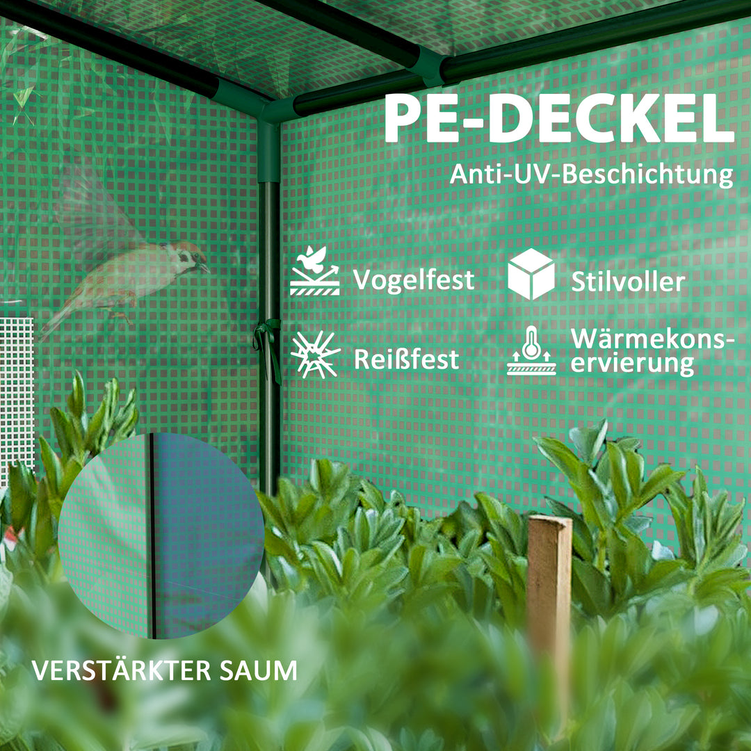 Minidrivhus, lænedrivhus med rulleport og netvinduer, UV-bestandig, til blomster, frøplanter, planter og grønt