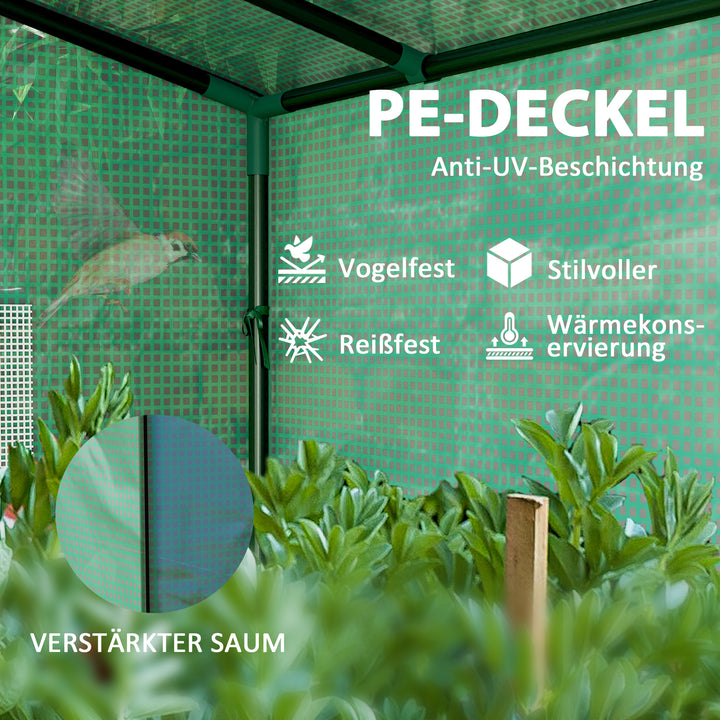 Minidrivhus, lænedrivhus med rulleport og netvinduer, UV-bestandig, til blomster, frøplanter, planter og grønt