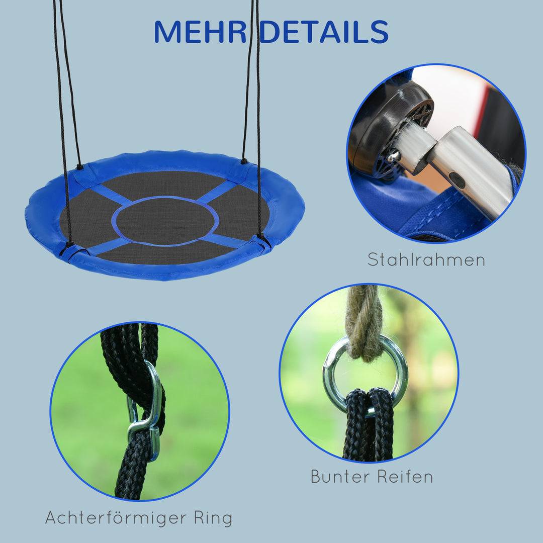Nest swing, vejrbestandig, op til 100 kg, længdejusterbare reb, ø110 cm, blå