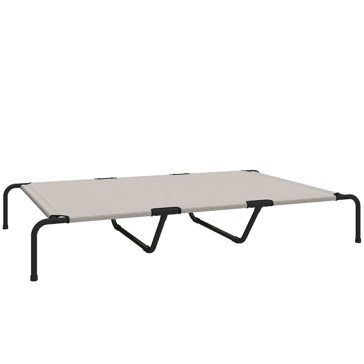 Udendørs hundeseng, hævet hundeseng til store hunde, med stålramme, åndbart netstof, 152x94x23 cm, beige