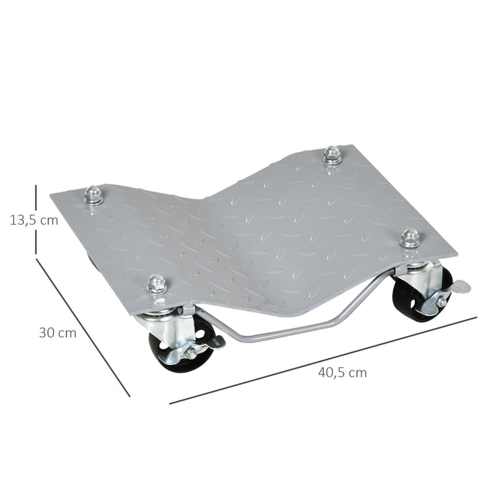 Trolley donkraft 2 stk. manøvreringshjælp dækskift donkraft med 4 ruller til bil grå 40,5l x 30b x 13,5h cm