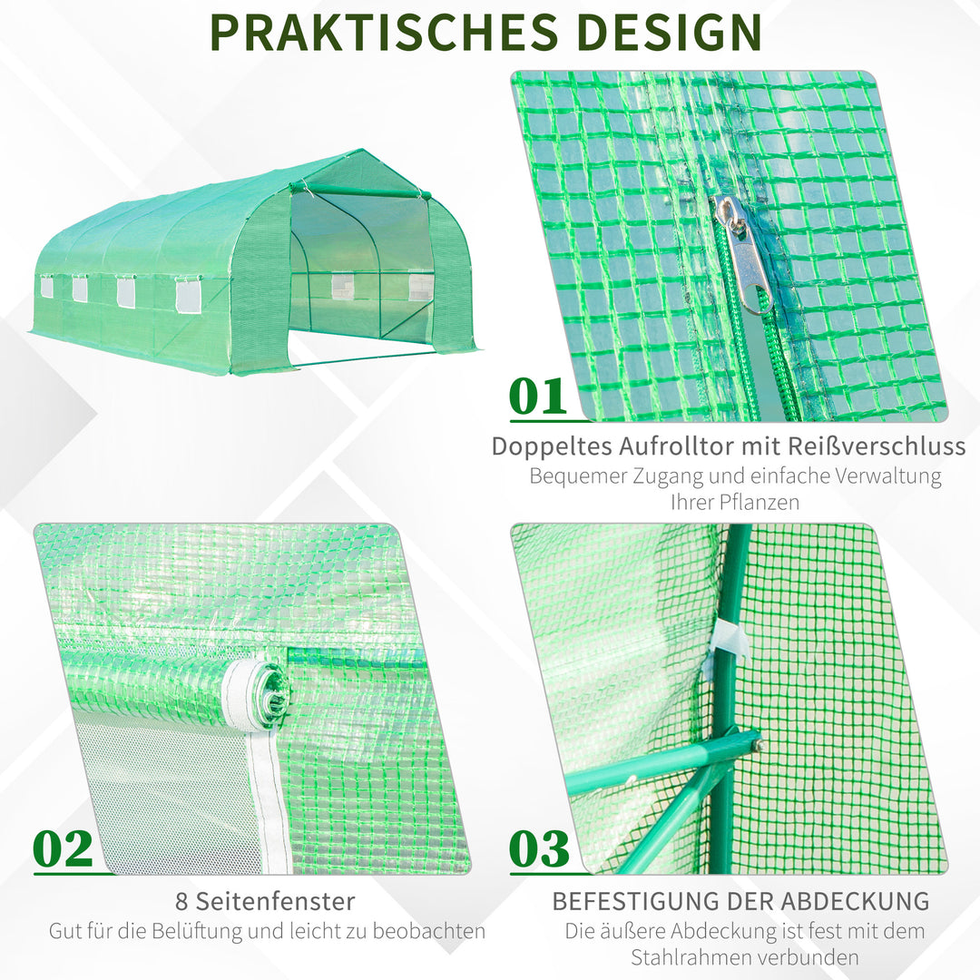 Foliedrivhus, polytunnel, drivhus, kold ramme, plantehus, tomathus, gavltag, 595 × 300W × 200H cm