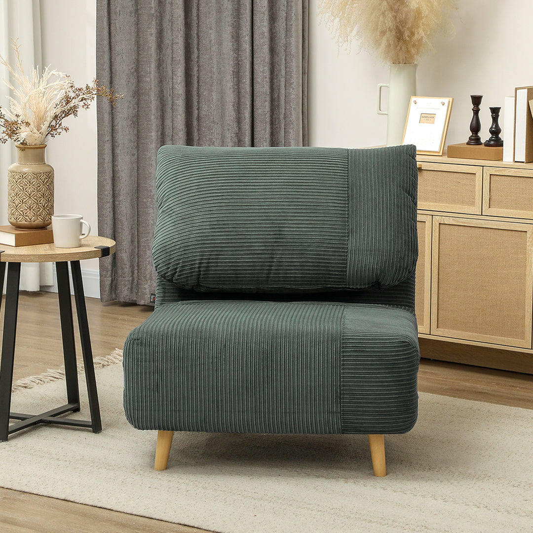 2-i-1 sovesofa gæsteseng, justerbar nakkestøtte, fløjlslook, 82 cm x 87 cm x 89 cm, grøn