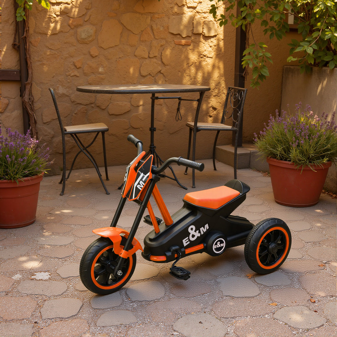 Trehjulet cykel, børnecykel, løbecykel, børnecykel med pedaler, løbecykel til børn 18-36 måneder, stål, 79x44x47 cm, orange