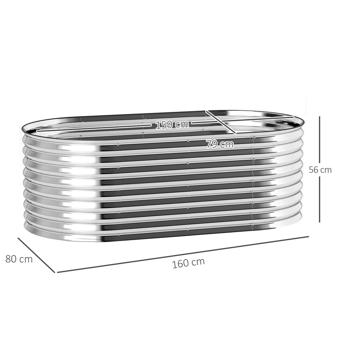 Metalplantekasse med sikkerhedskant og handsker, åben bund, 160B x 80D x 56H cm, grå