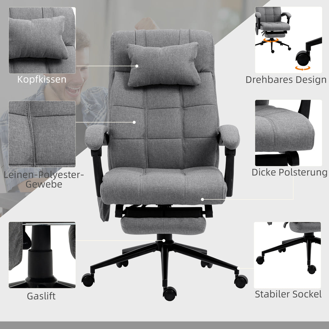 Kontorstol med massagefunktion, ergonomisk, 66x76x112-120cm, grå