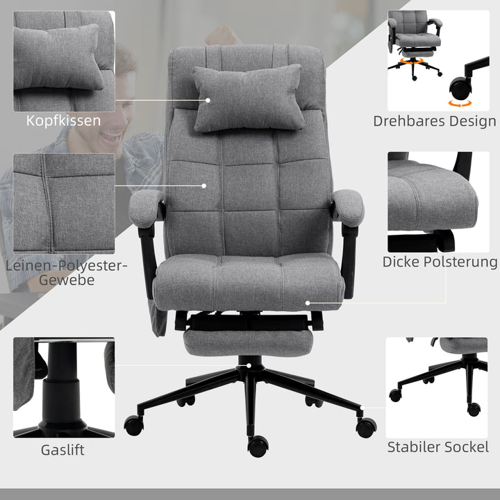 Kontorstol med massagefunktion, ergonomisk, 66x76x112-120cm, grå