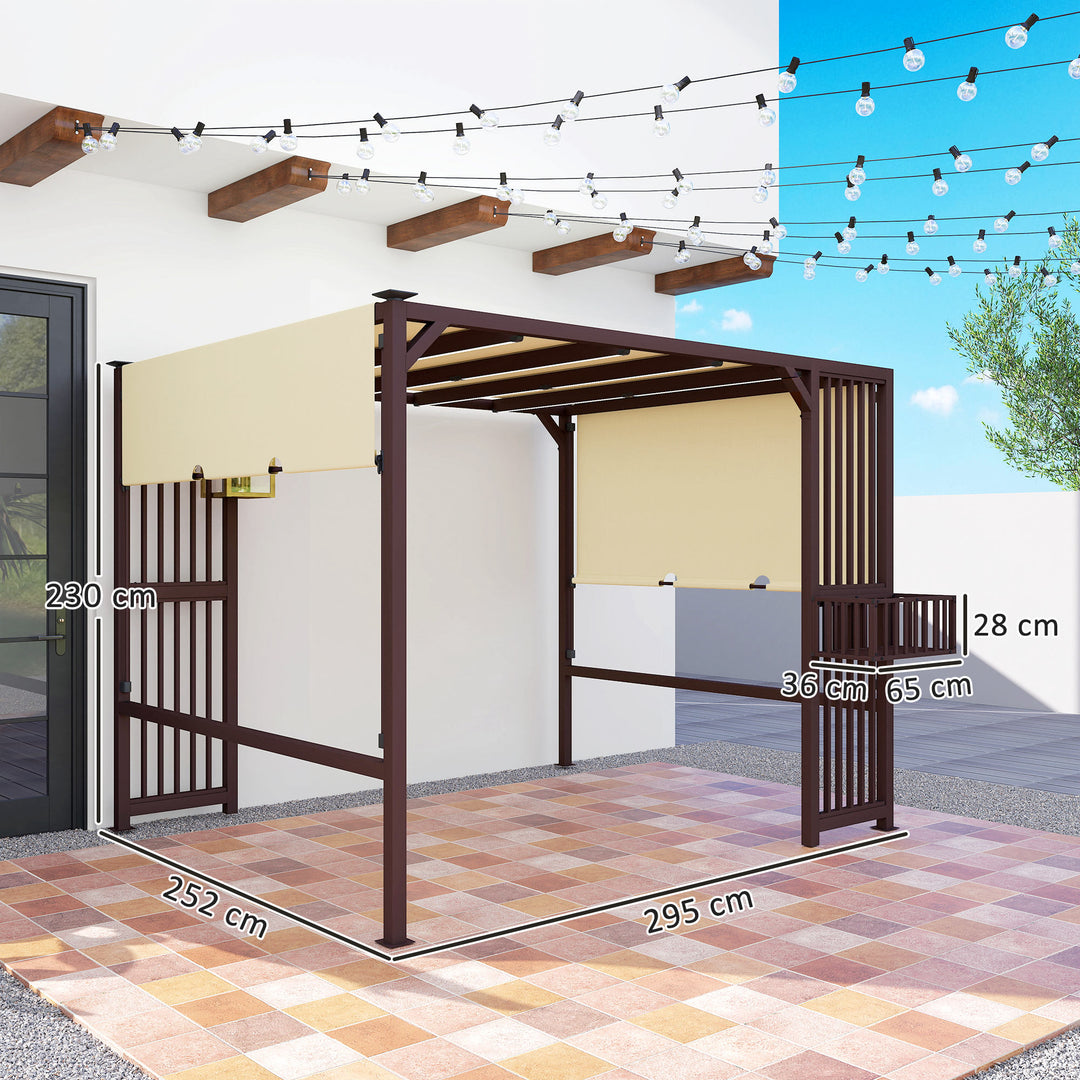 Pergola pavilion 3x2,5m uv 30+ stabil vinterbestandig solbeskyttelse med justerbart skydetag mørkebrun