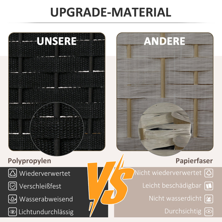 6-Panels rumdeler, foldbar skærm, skærm til stue, soveværelse, hjemmekontor, sort