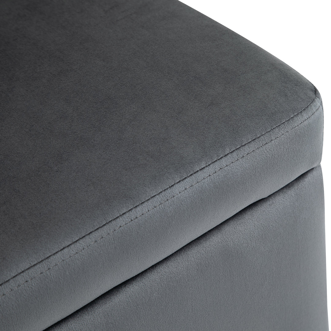 Bænk med opbevaringsplads, polstret bænk med fløjlslook, kommode med metalben, kommodebænk til stue, soveværelse, entre 100 x 40 x 42 cm, mørkegrå