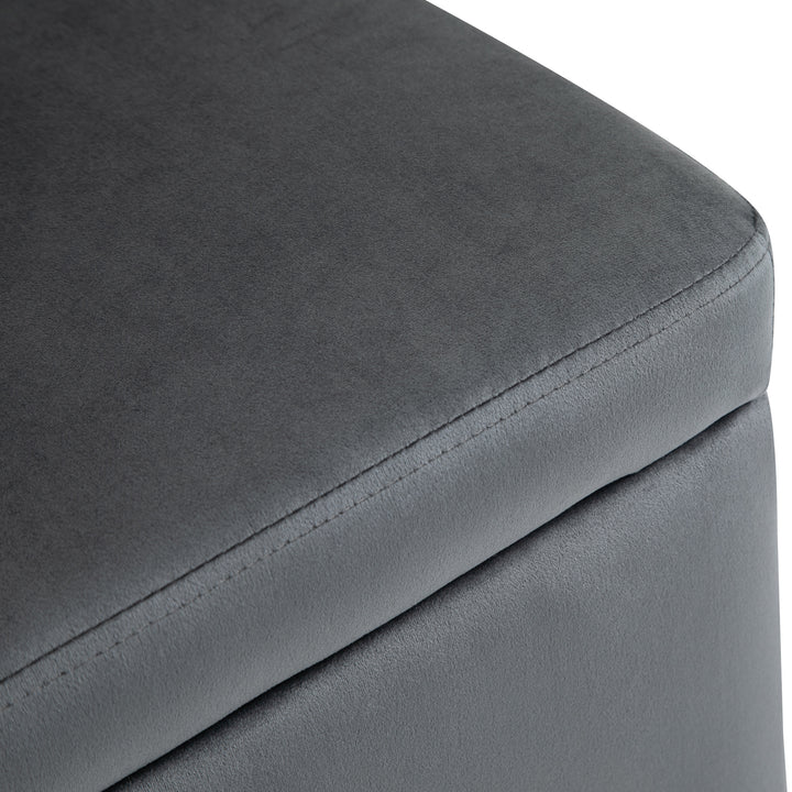 Bænk med opbevaringsplads, polstret bænk med fløjlslook, kommode med metalben, kommodebænk til stue, soveværelse, entre 100 x 40 x 42 cm, mørkegrå