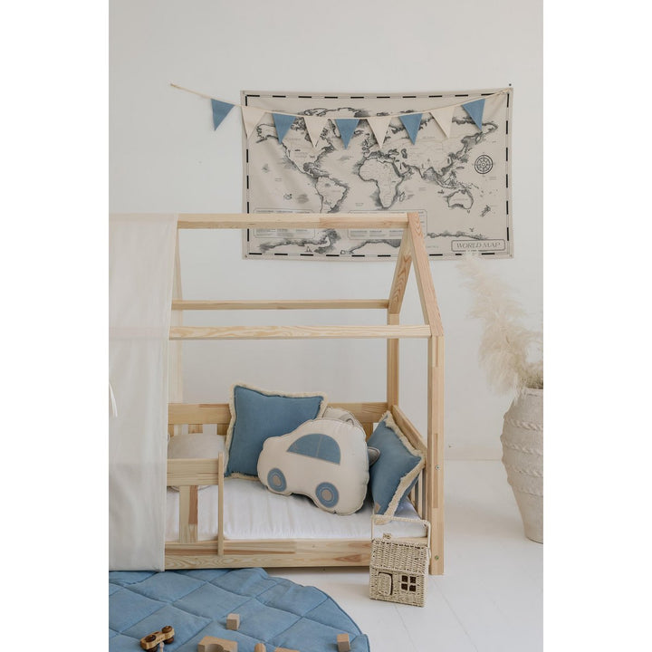 Jeans denim bolster med frynser