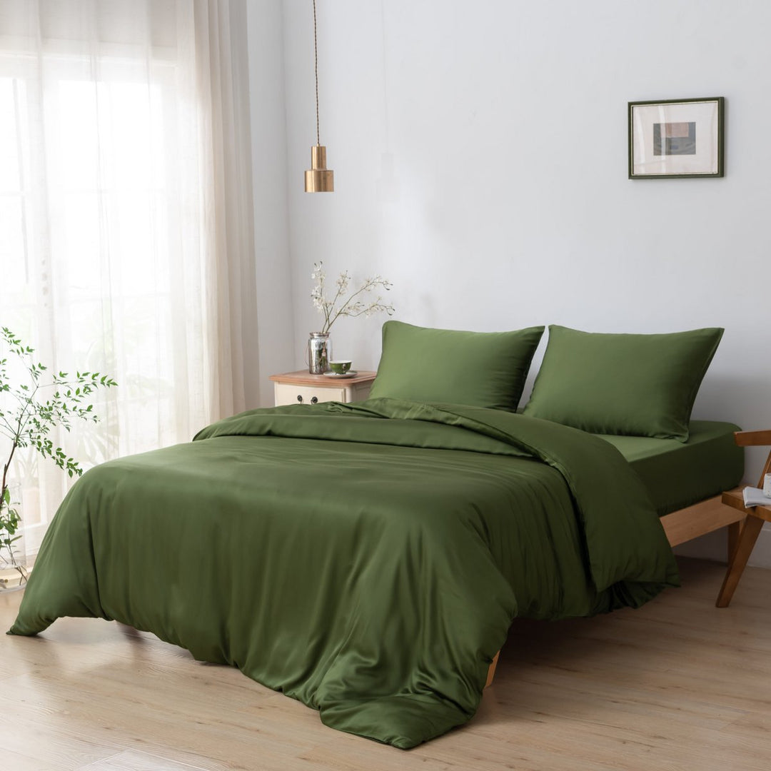 Mørkegrøn Bambus Sengesæt 1-person - 400TC Tanboocel - Deep Moss