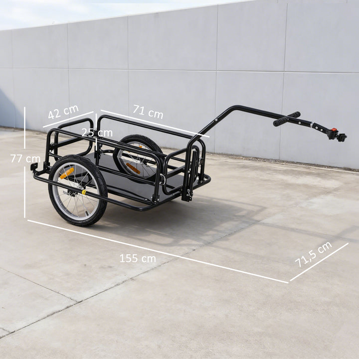 Sammenklappelig cykeltrailer, lasttrailer med kobling, kobling og reflekser, transportvogn, lasteevne op til 40 kg, transporttrailer til camping, shopping, flytning, 155 x 71,5 x 77 cm