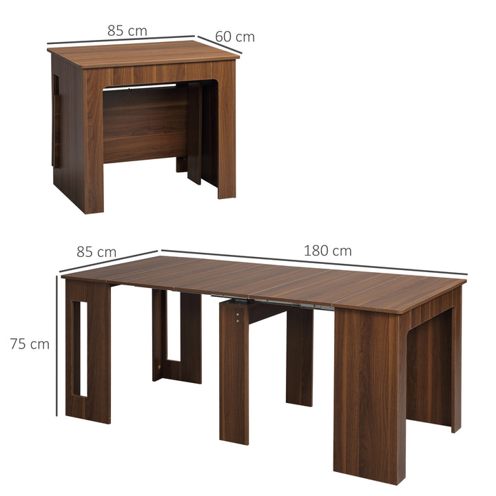 Foldbart spisebord udtrækkeligt spisebord spisebord, mobilt, moderne design, 180cm x 85cm x 75cm, brun