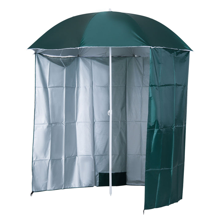 Strandparasol med sidepanel, polyester, mørkegrøn, 2,2 x H2,2m