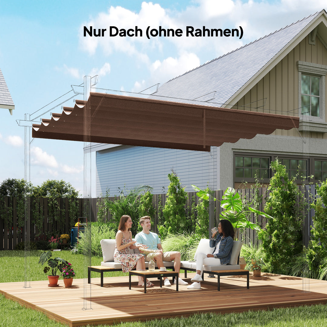 Udskiftningstag til 3 x 3 m pergola, udtrækkeligt, med drænhuller til regnvand, vejrbestandigt, polyester, 250 x 255 cm Kaffe