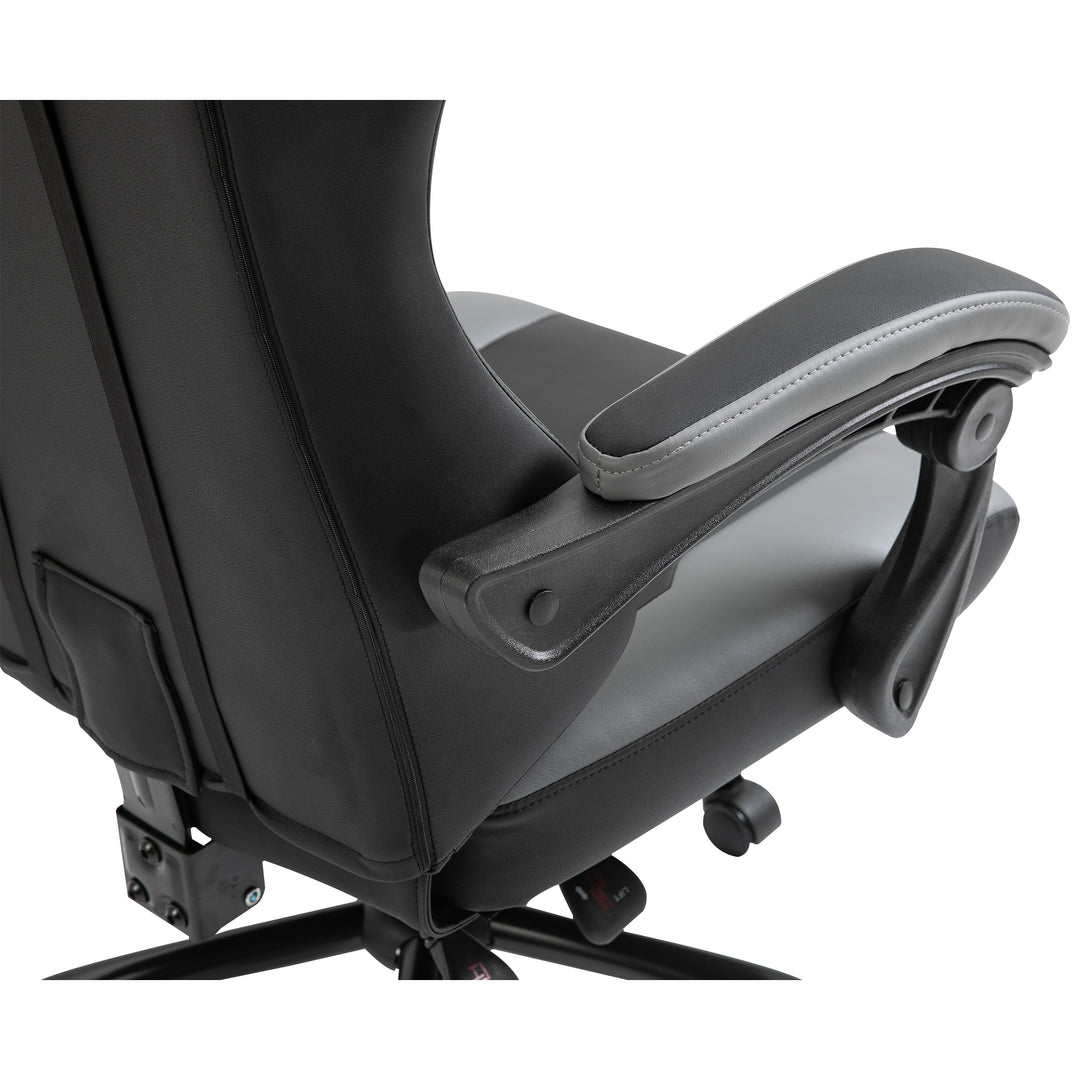 Ergonomisk gamingstol, kontorstol, skrivebordsstol, drejestol, højdejusterbar, justerbar lændehynde med fodstøtte, sort, 62 x 52 x 128 cm