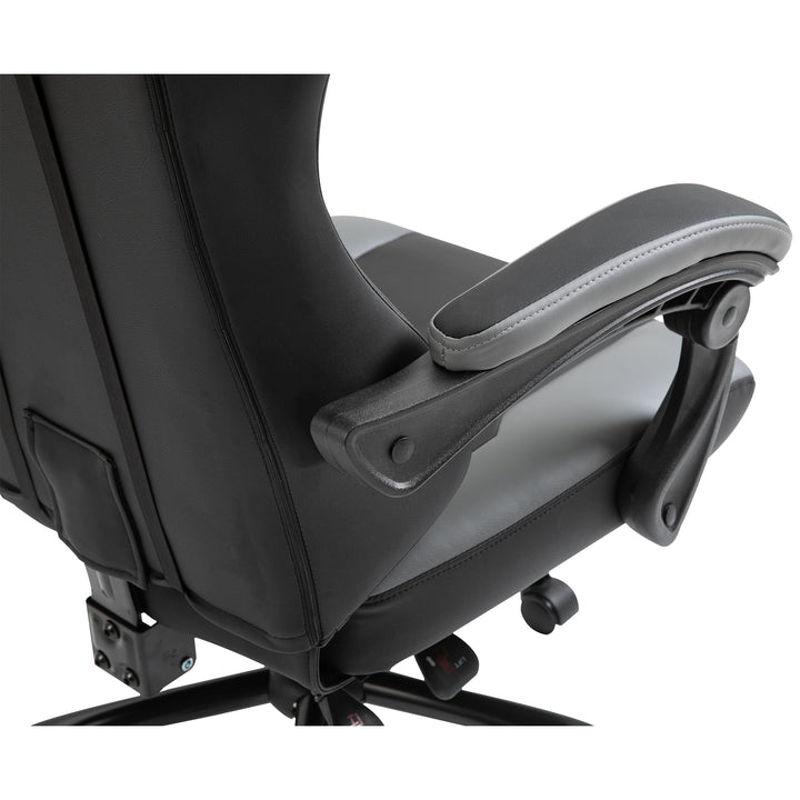 Ergonomisk gamingstol, kontorstol, skrivebordsstol, drejestol, højdejusterbar, justerbar lændehynde med fodstøtte, sort, 62 x 52 x 128 cm